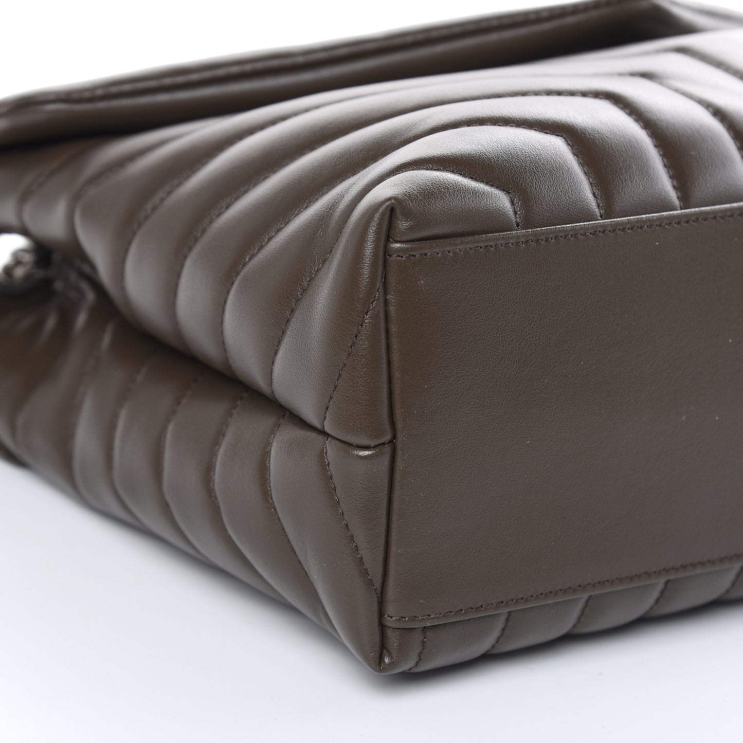 Calfskin Y Quilted Monogram Medium Loulou Chain Satchel Kaki Fonce