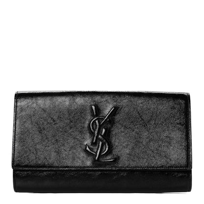 Saint Laurent Textured Patent Monogram Large Belle De Jour Clutch Black 1 of 9