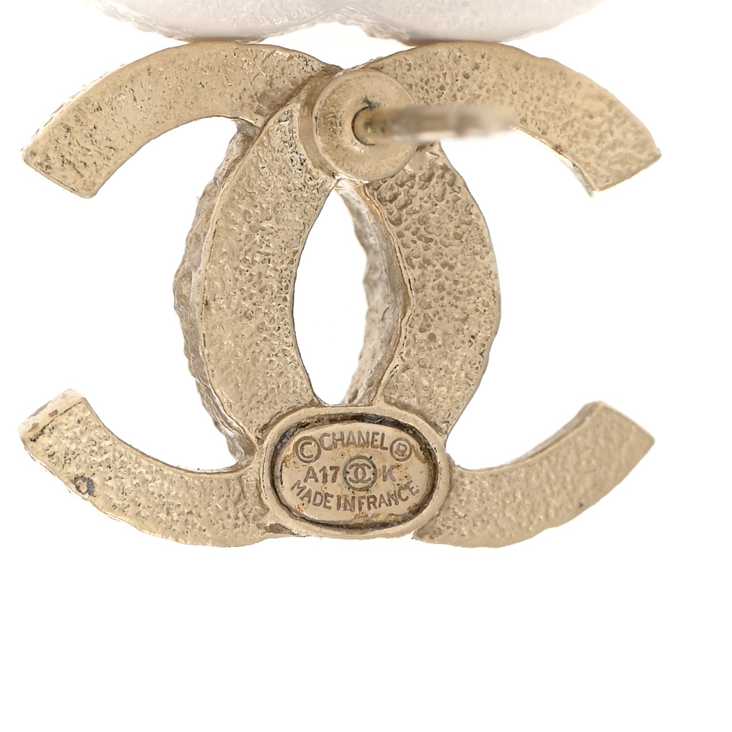 Chanel Crystal Textured CC Earrings Gold 4 of 4