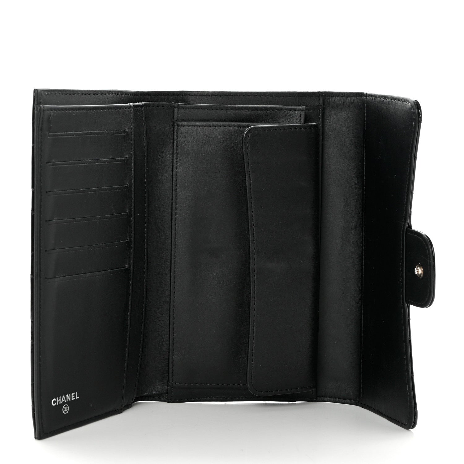 Chanel Patent Quilted Large Flap Wallet Black 5 of 8