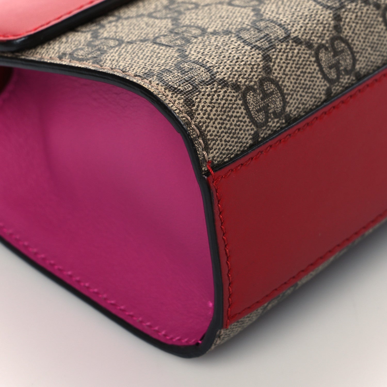 Gucci GG Supreme Monogram Calfskin Small Padlock Shoulder Bag Beige Hibiscus Red New Rosette 10 of 11