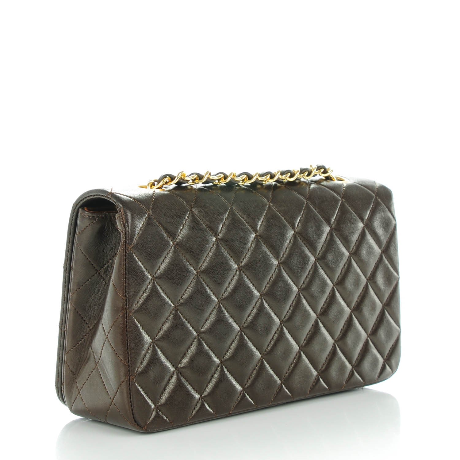 Chanel Lambskin Quilted Small Single Flap Brown 3 of 9