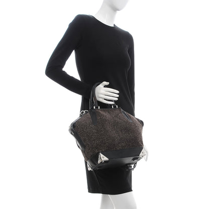 Alexander Wang Trimmed Fleece Suede Small Emile Black Silver Hardware 3 of 15