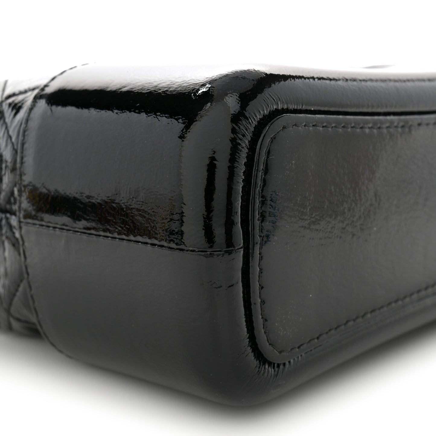 Patent Goatskin Quilted Medium Gabrielle Hobo Black