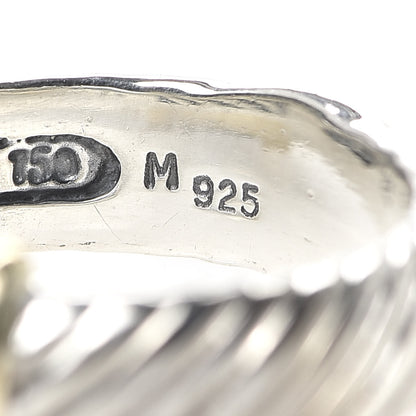 David Yurman Sterling Silver 18K Yellow Gold Diamond 8mm Metro Cable Ring 53 6.5 6 of 7