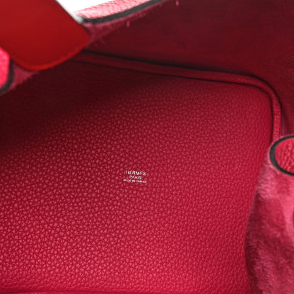 Hermes Taurillon Clemence Swift Eclat Picotin Lock 22 MM Rose Mexico Rouge De Coeur 5 of 11