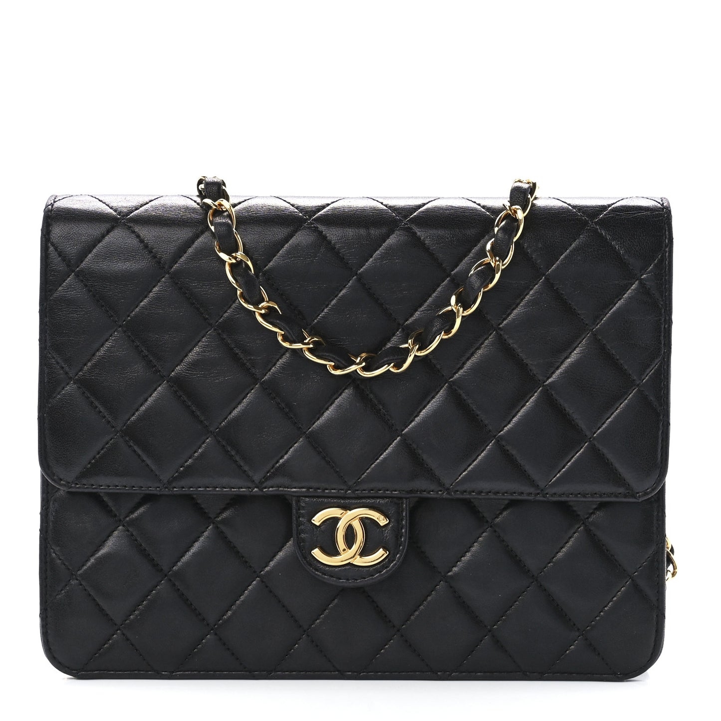 Lambskin Quilted Small Single Flap Black