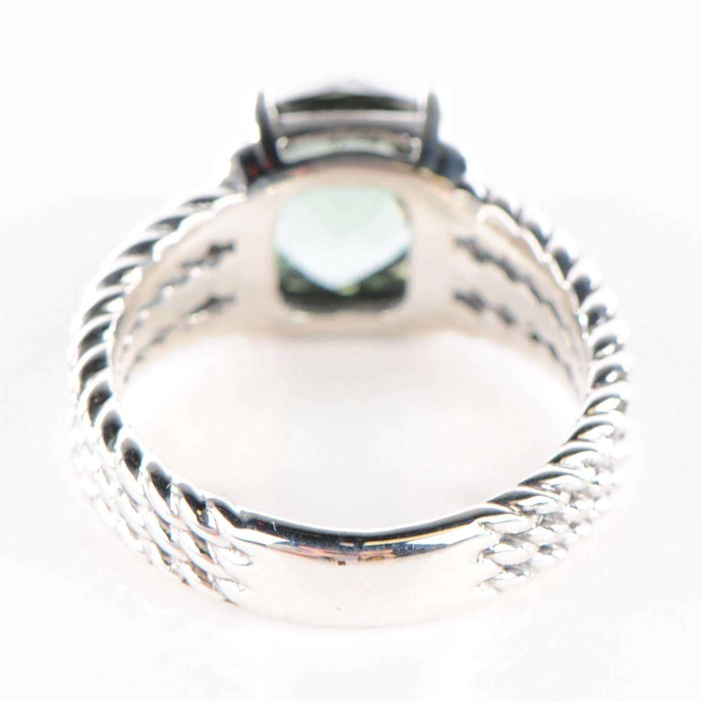 Sterling Silver Diamond Prasiolite 10mm Petite Wheaton Ring