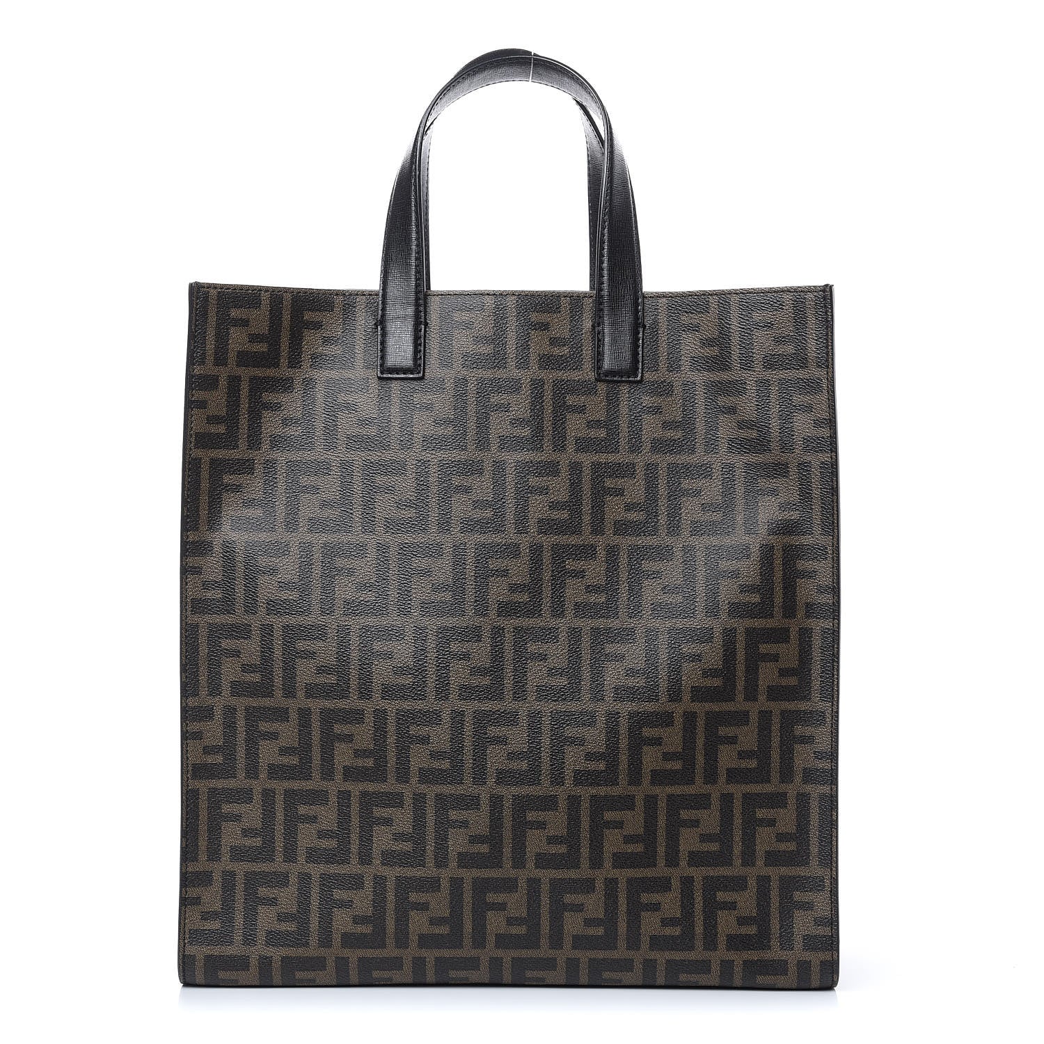 Fendi Zucca Spalmati Vitello Elite Shopping Tote Tobacco Black 1 of 10