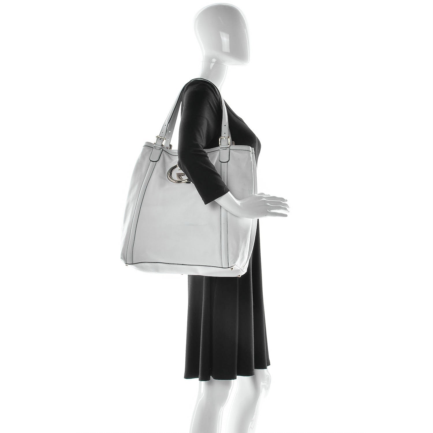 Gucci Calfskin Large Britt Shoulder Bag Off White 3 of 38