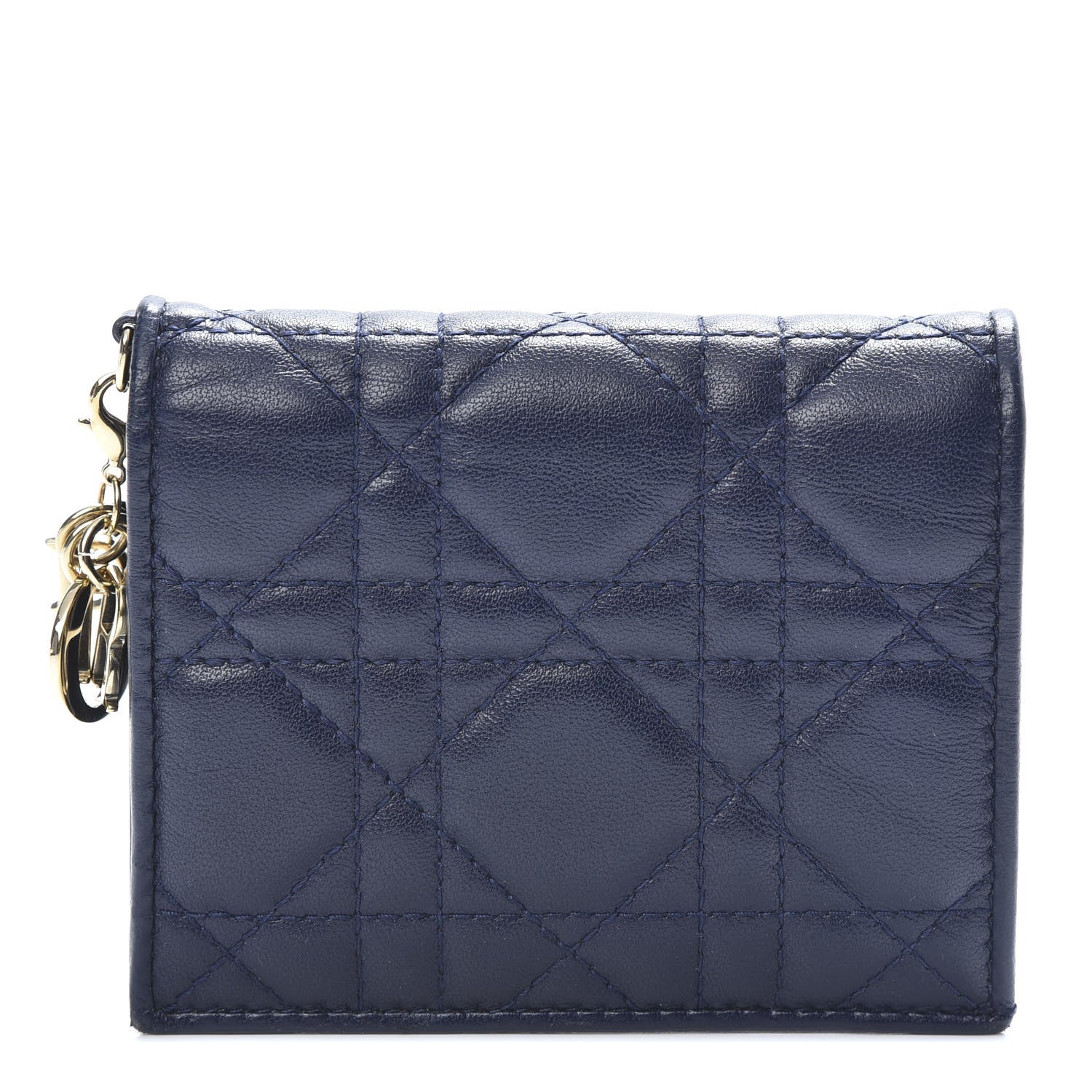 Christian Dior Lambskin Cannage Mini Lady Dior Wallet Navy 1 of 12
