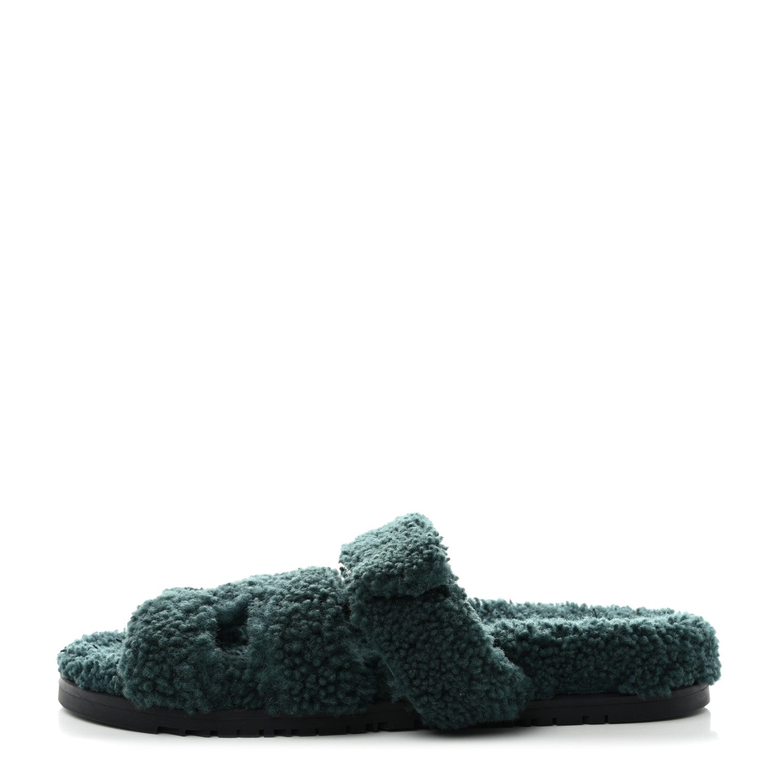 Hermes Woolskin Womens Chypre Sandals 40 Vert Anglais 1 of 8