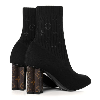 Louis Vuitton Monogram Stretch Fabric Silhouette Ankle Boots 37 Black 4 of 8
