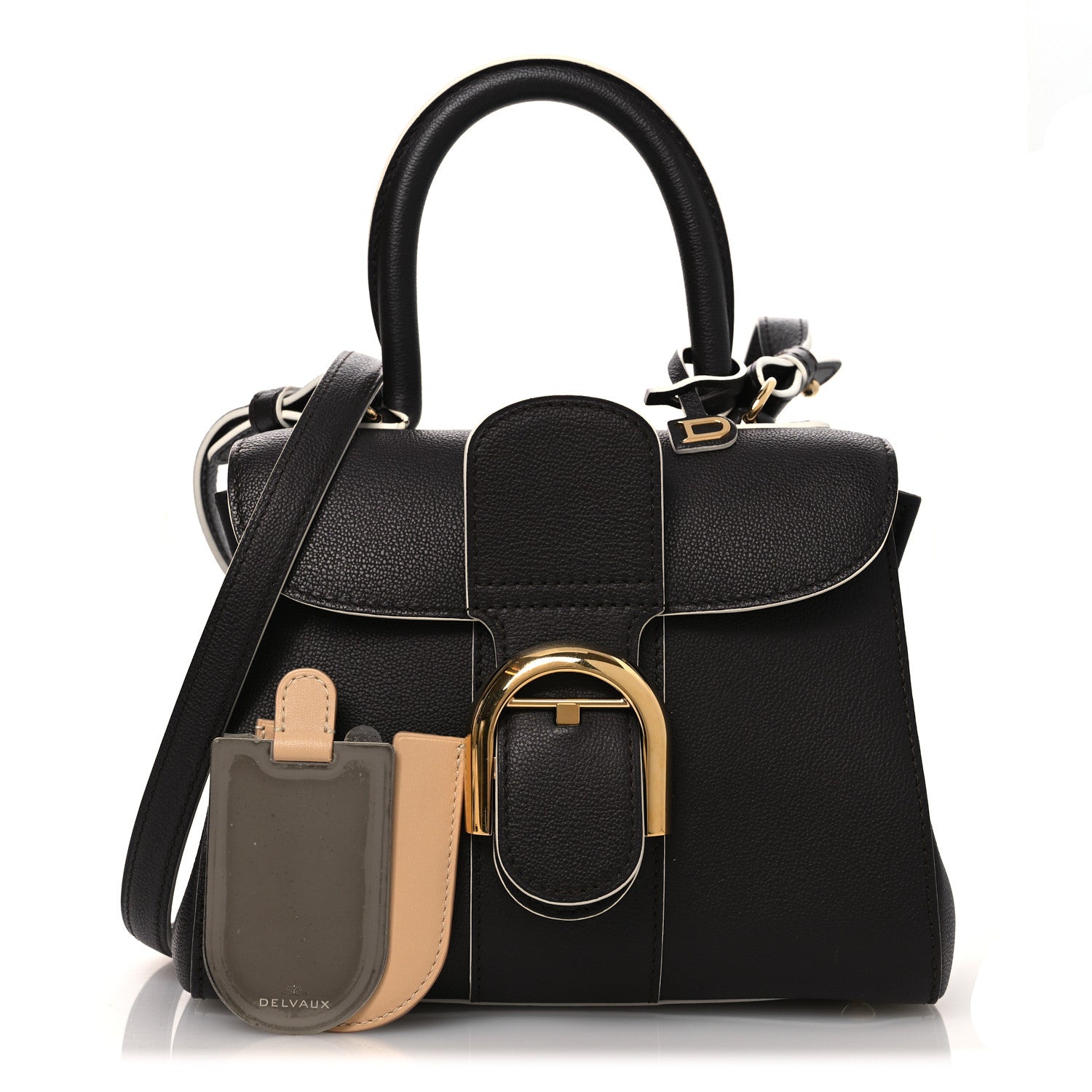 Delvaux Grained Calfskin Bi-Color Brillant Mini Satchel Black 3 of 13