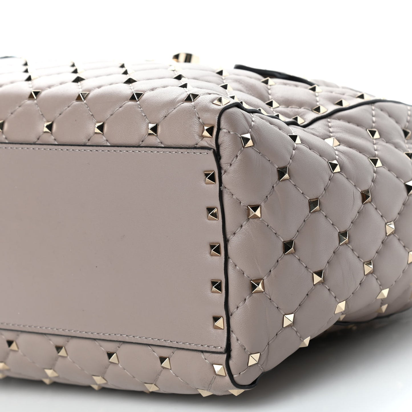 Nappa Rockstud Spike Double Handle Tote Poudre