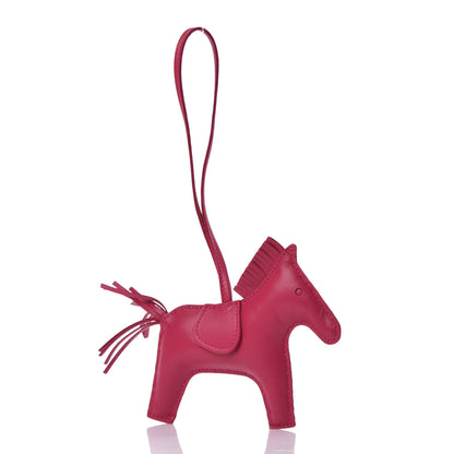 Hermes Milo Lambskin Grigri Rodeo Horse Bag Charm GM Rose Mexico 3 of 4