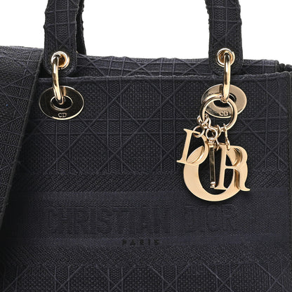 Christian Dior Canvas Embroidered Cannage Medium Lady D-Lite Navy 7 of 9