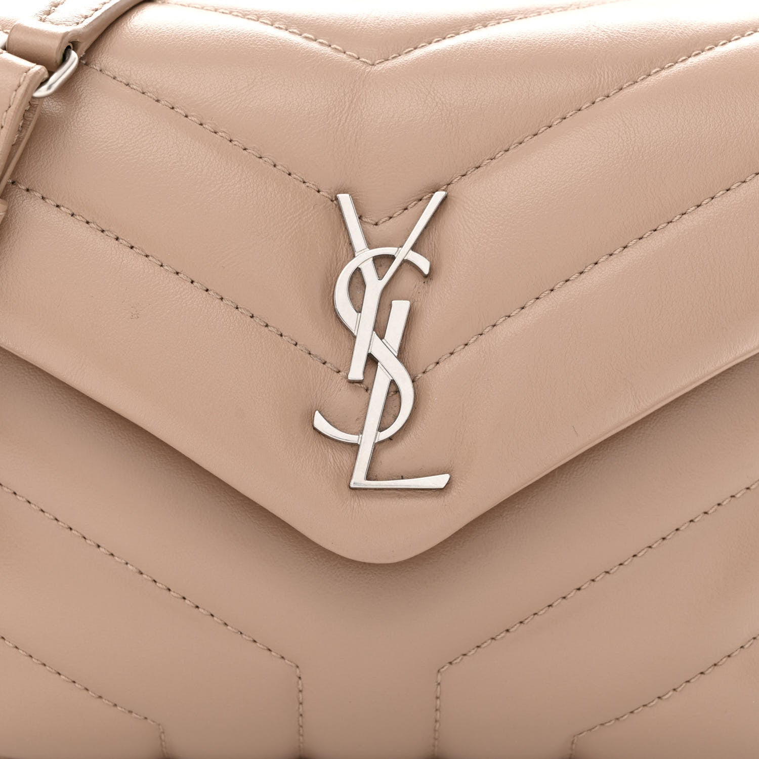 Saint Laurent Calfskin Y Quilted Monogram Toy Loulou Crossbody Bag Gold Sand 7 of 10