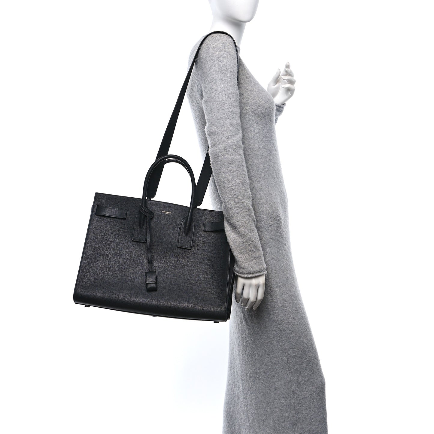Grained Calfskin Large Sac De Jour Carryall Black