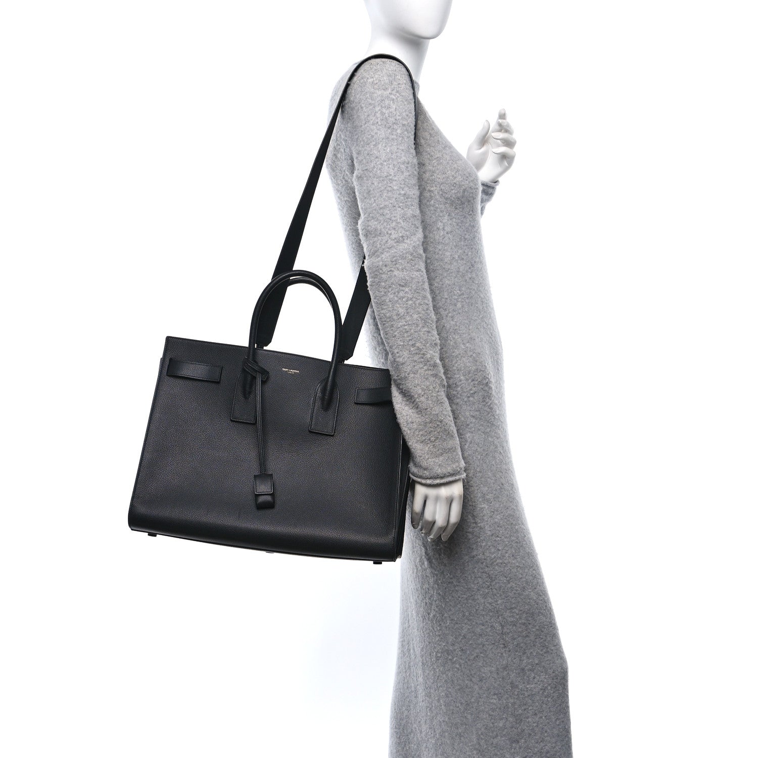 Saint Laurent Grained Calfskin Large Sac De Jour Carryall Black 3 of 19