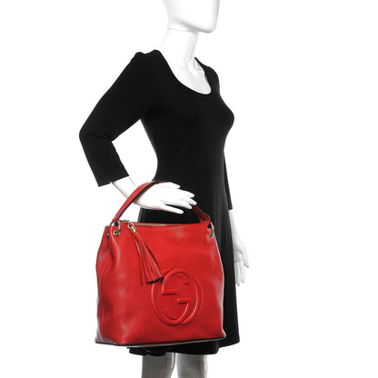 Gucci Pebbled Calfskin Large Soho Hobo Tabasco Red 2 of 8