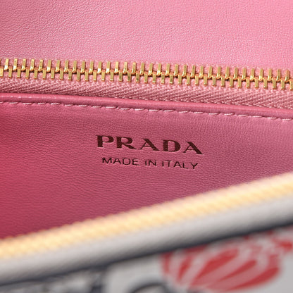 Prada Calfskin Floreale Medium Galleria Double Zip Tote White Rosa 6 of 7
