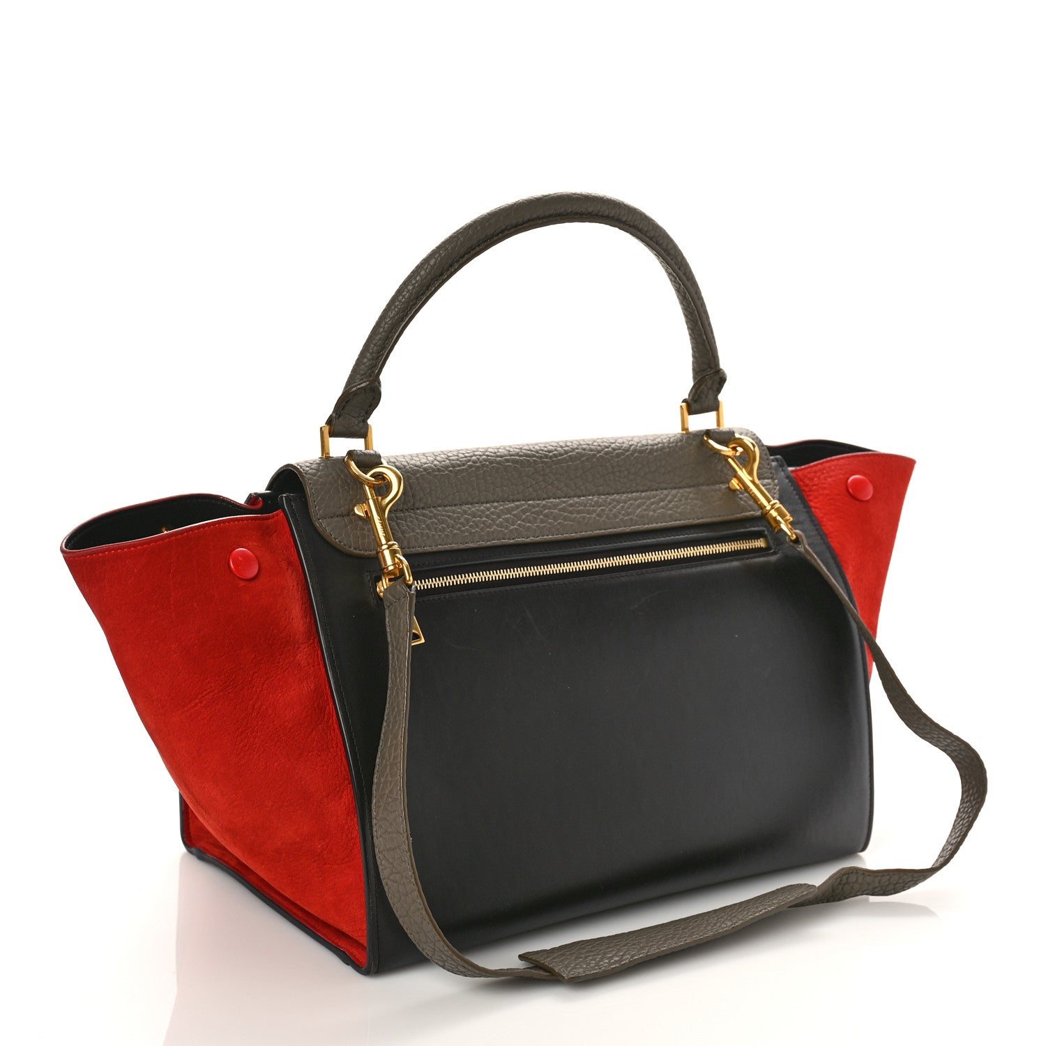 Celine Bullhide Calfskin Nubuck Medium Tri-Color Trapeze Taupe 3 of 10