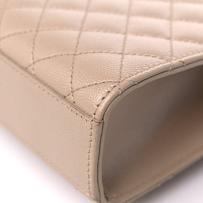 Saint Laurent Grain De Poudre Textured Mixed Matelasse Medium Triquilt Monogram Satchel Dark Beige 11 of 16