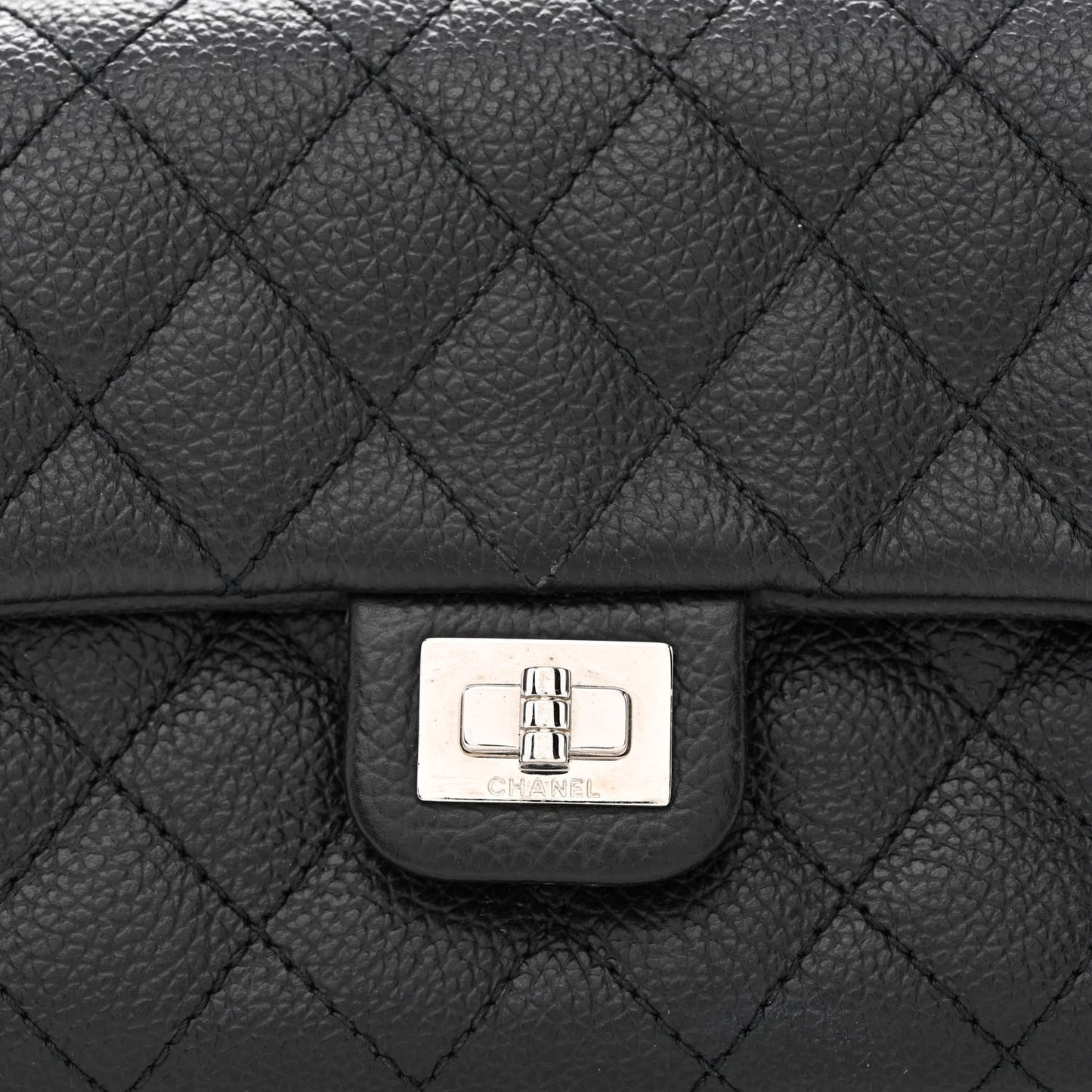 Grained Calfskin Quilted 2.55 Reissue Flap Belt Bag Clutch Black