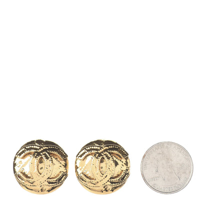 Chanel CC Button Clip On Earrings Gold 2 of 4