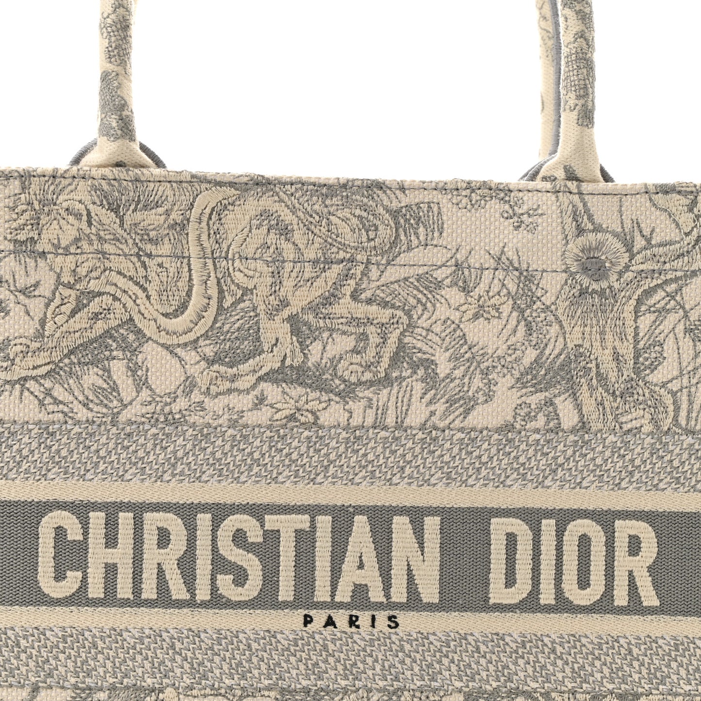Canvas Embroidered Medium Dioriviera Toile De Jouy Book Tote Gray