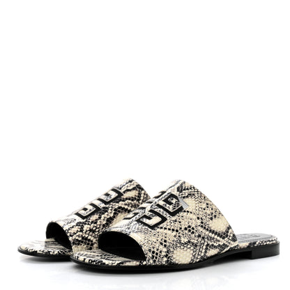 Givenchy Calfskin Python Print 4G Flat Sandals 38.5 Stone Grey 3 of 8