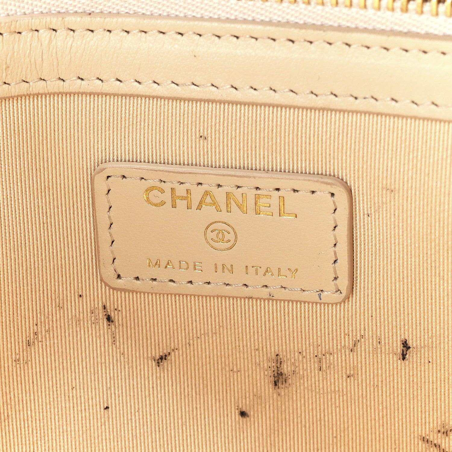 Chanel Shiny Goatskin Quilted Chanel 19 Pouch Beige 6 of 11