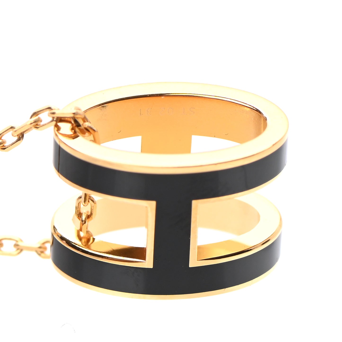 Lacquered Gold Pop H Pendant Necklace Black