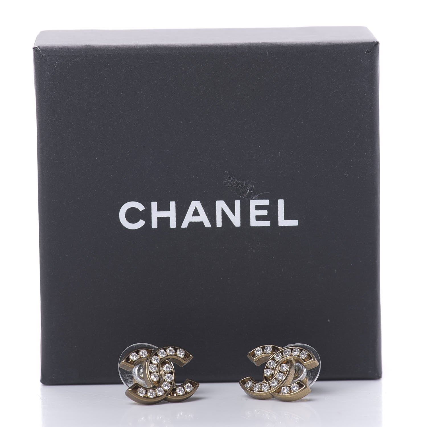 Chanel Crystal CC Earrings Gold 6 of 6
