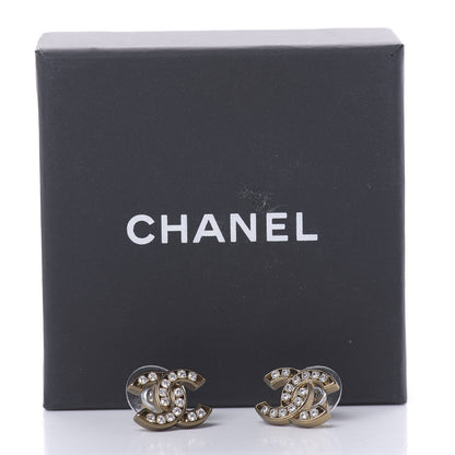 Chanel Crystal CC Earrings Gold 6 of 6