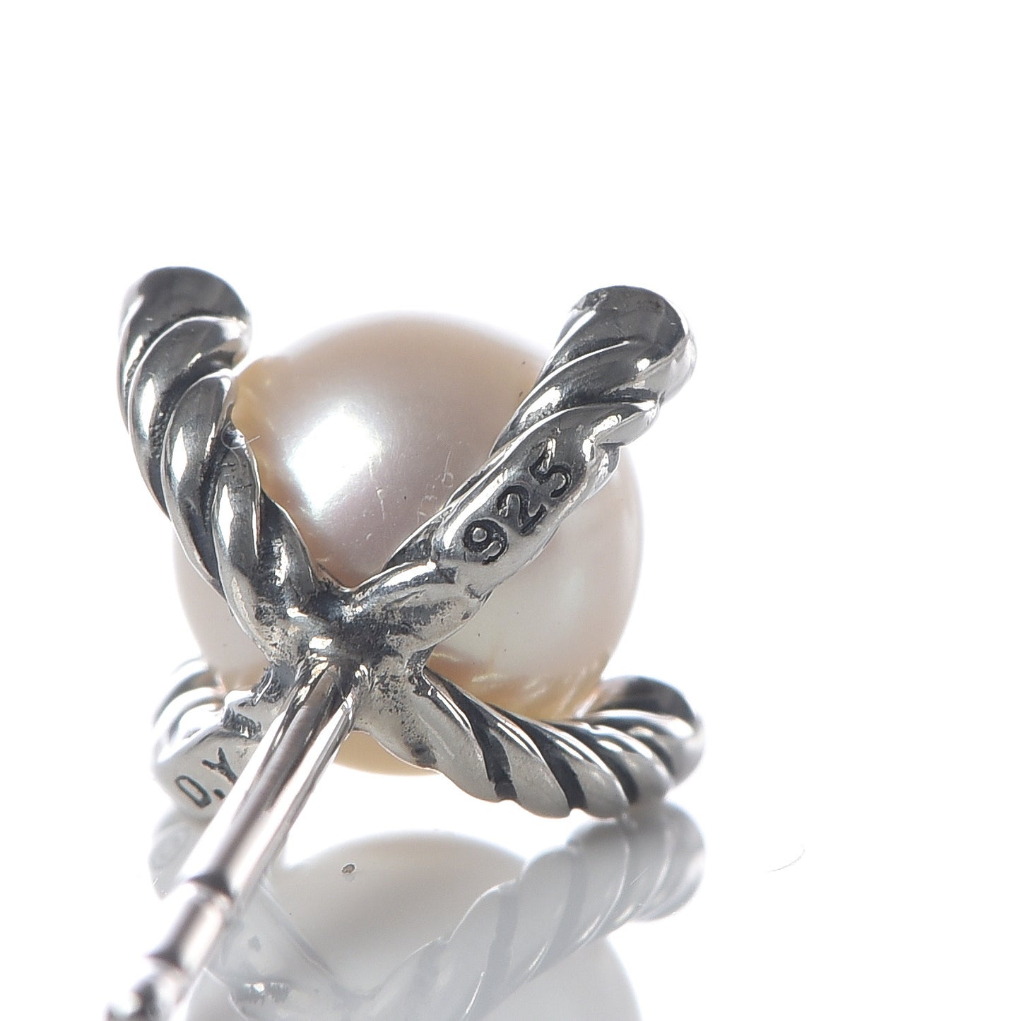 Sterling Silver Diamond Pearl 7mm Earrings