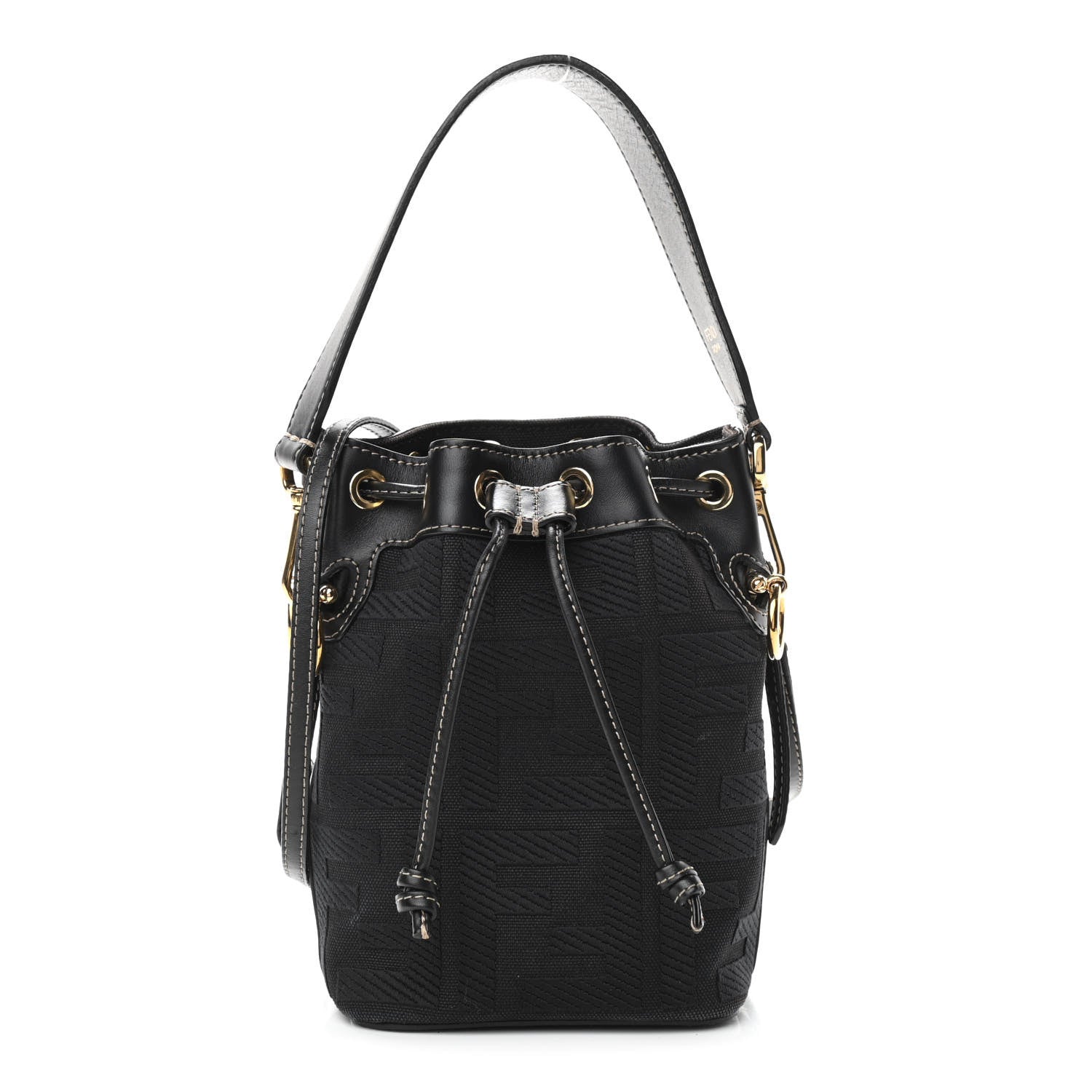 Fendi Canvas Vitello King F is Fendi FF Embroidered Mini Mon Tresor Bucket Bag Black 1 of 11