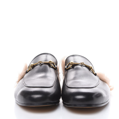 Gucci Calfskin Fur Mens Princetown Slippers 10.5 Black 2 of 10