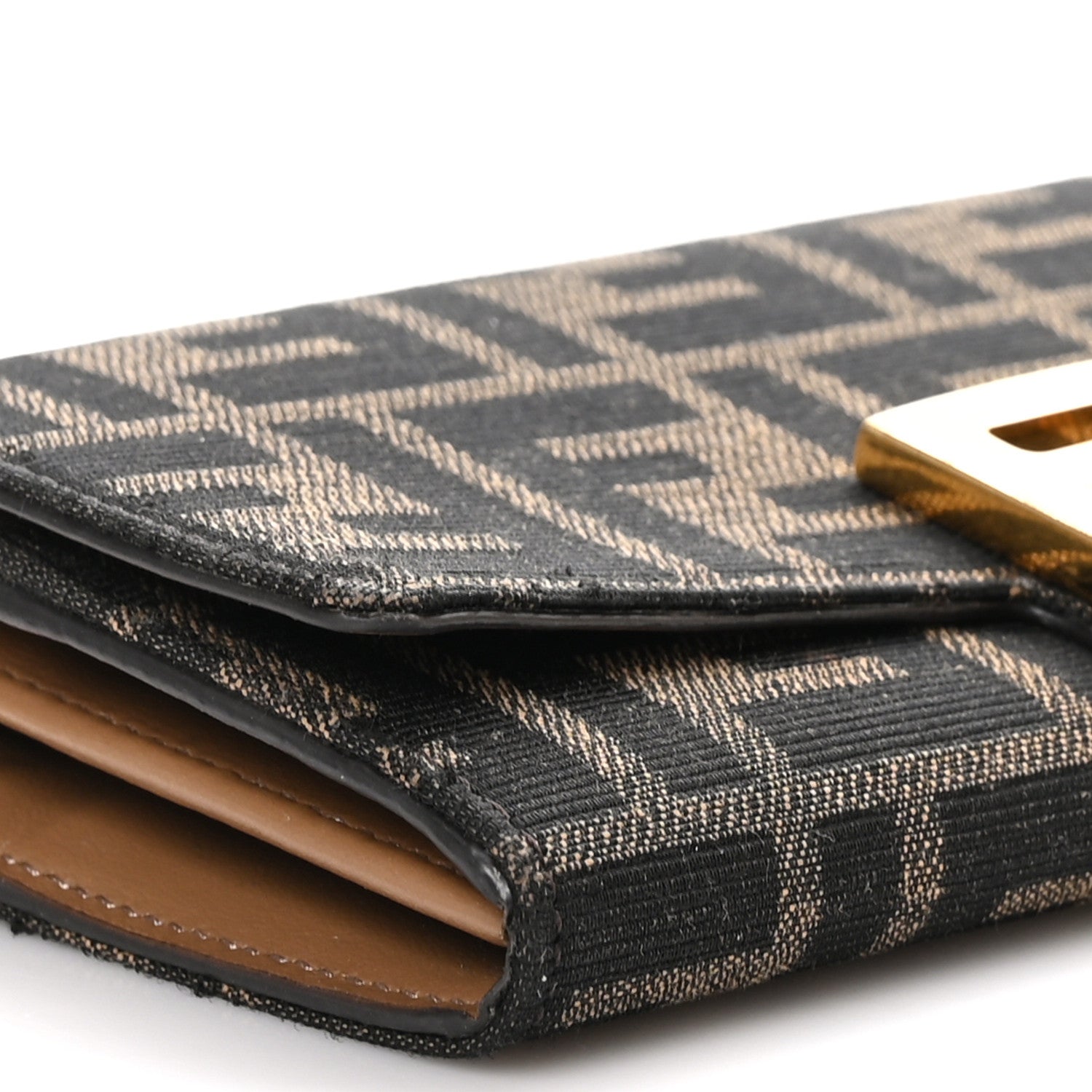 Fendi Fabric Jacquard FF 1974 Continental Wallet On Chain Tobacco Moro 10 of 12
