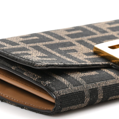 Fendi Fabric Jacquard FF 1974 Continental Wallet On Chain Tobacco Moro 10 of 12