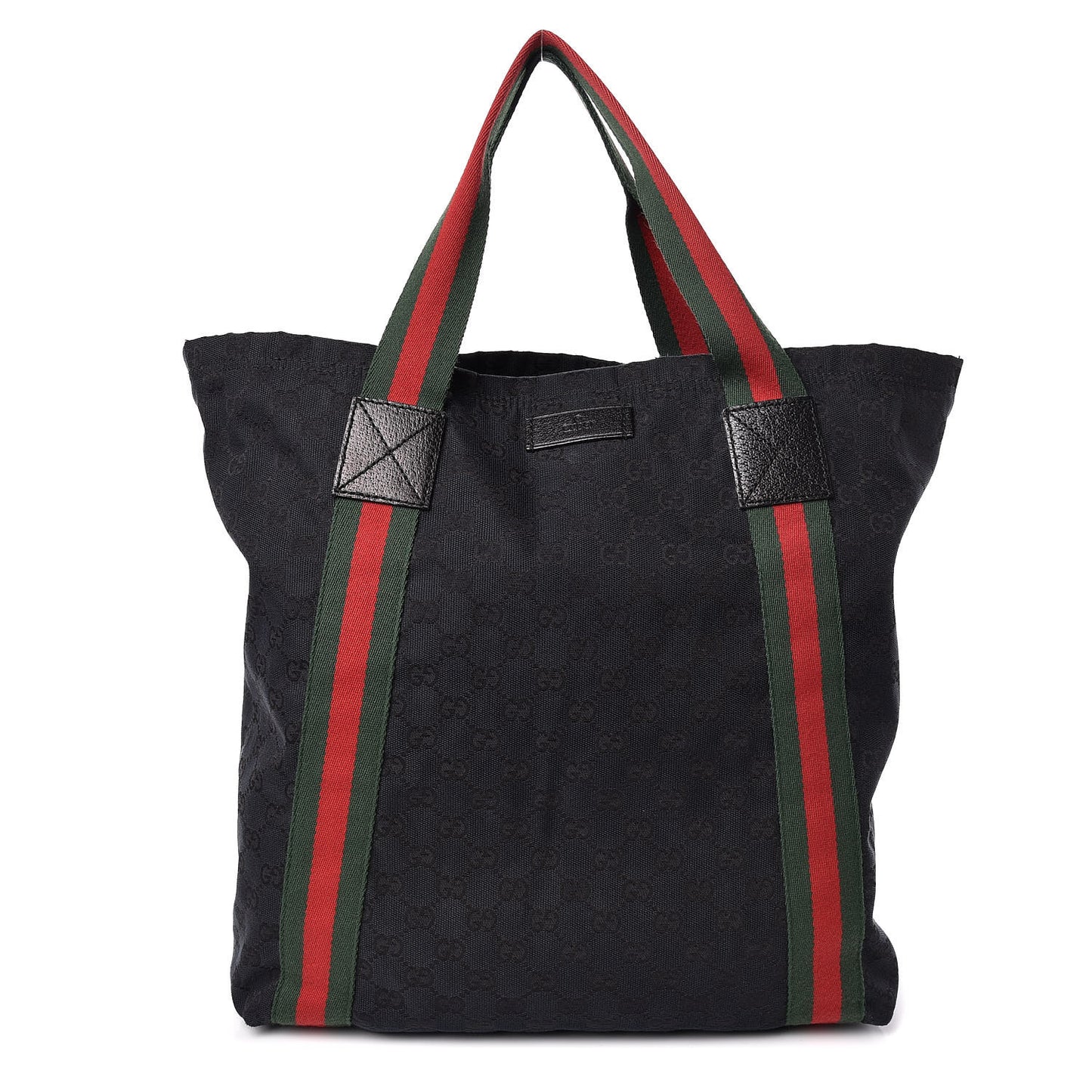 GG Monogram Medium Web Handle Vertical Tote Black
