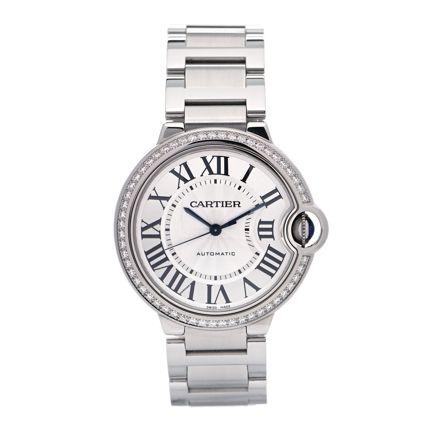 Stainless Steel Diamond Bezel 36mm Ballon Bleu De Cartier Automatic Watch