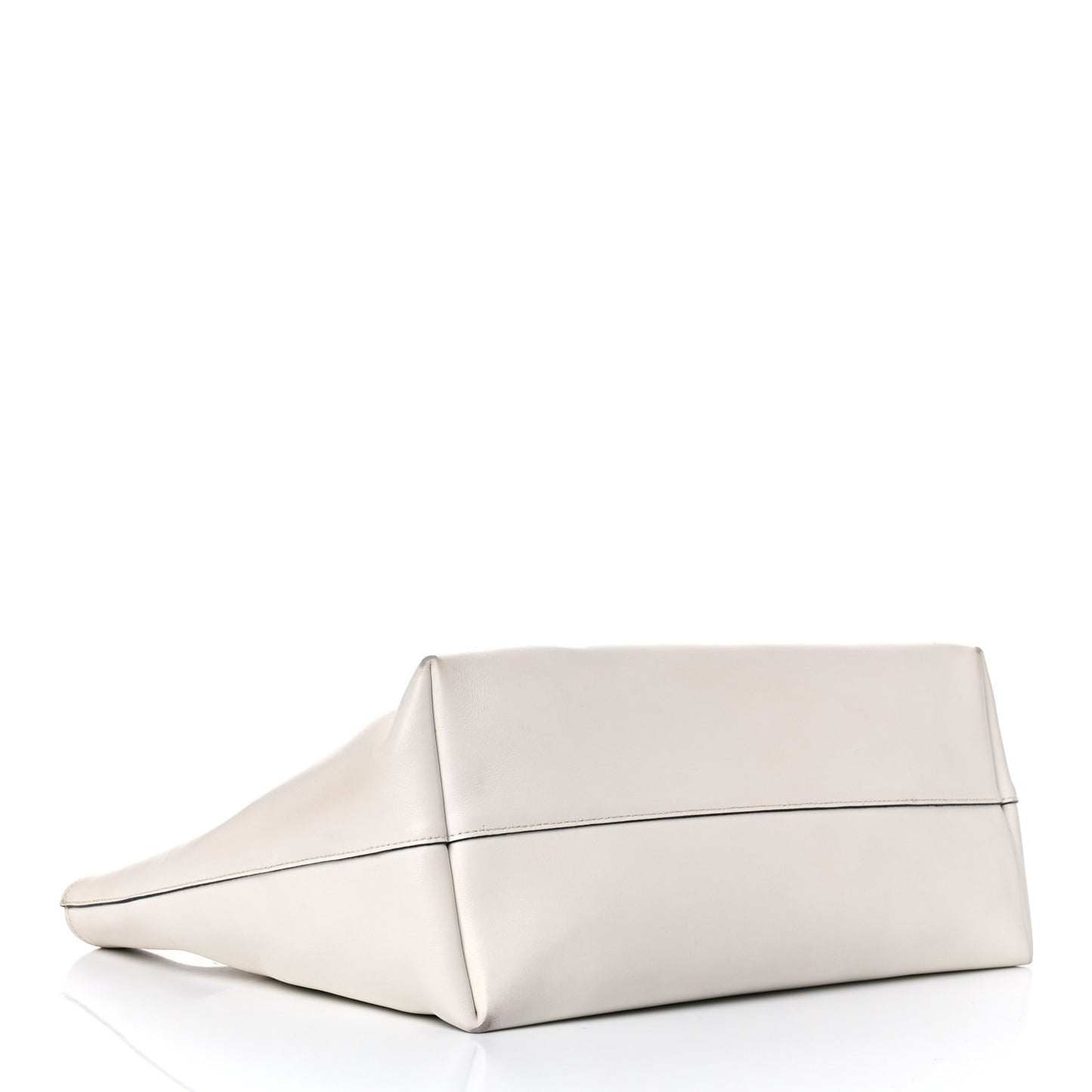 City Calf Front Pocket Large Shopping Tote White Black