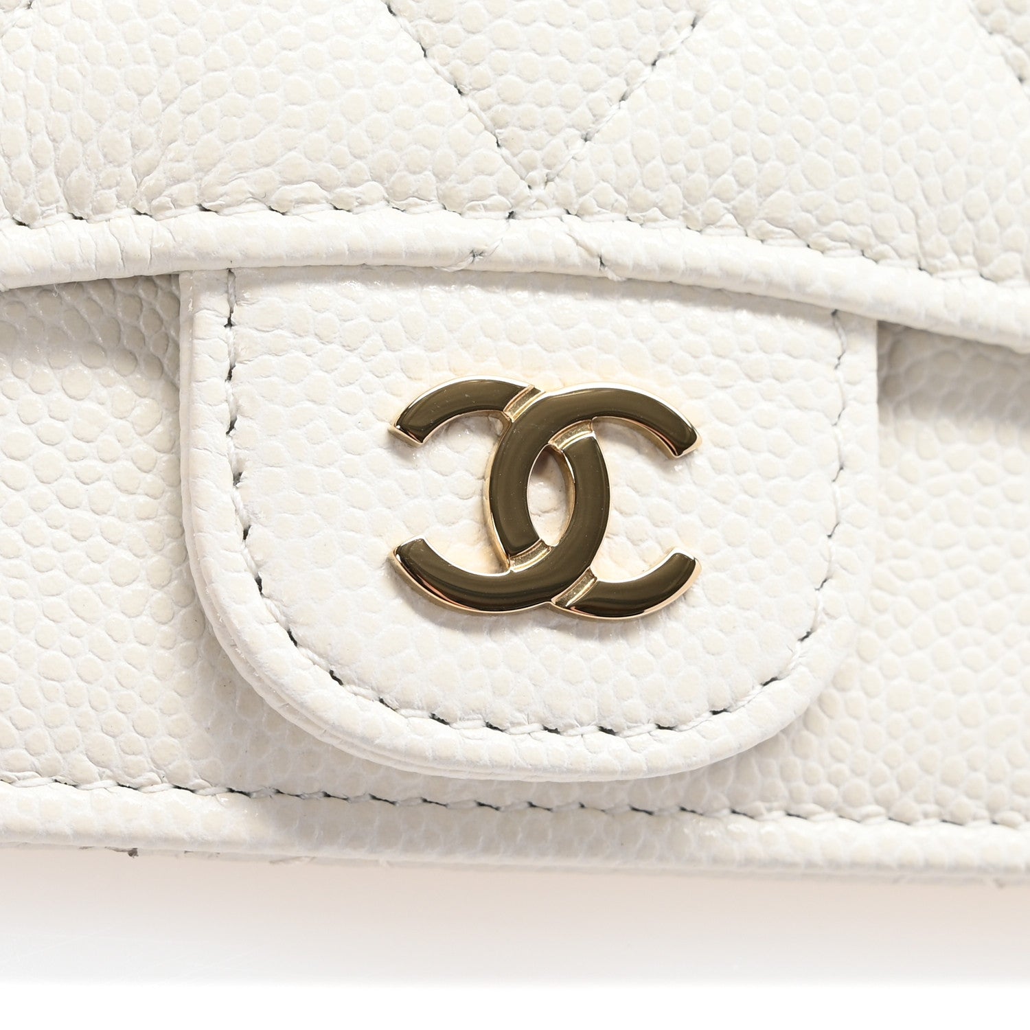 Chanel Caviar Quilted Flap Zip Card Holder White 8 of 8