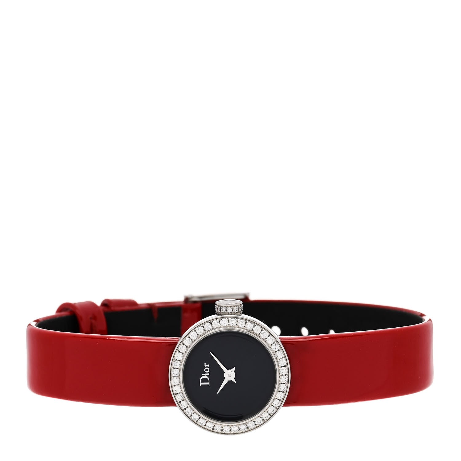 Christian Dior Stainless Steel Patent Diamond Bezel 19mm La D De Dior Quartz Watch Black 2 of 4