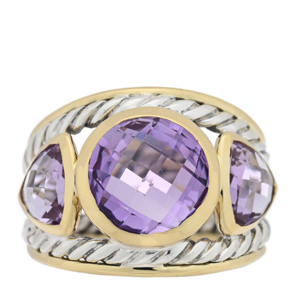 David Yurman Sterling Silver 18K Yellow Gold Amethyst Renaissance Ring 53 6.5 1 of 5