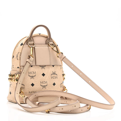 MCM Visetos Side Stud X-Mini Stark Bebe Boo Backpack Beige 3 of 10