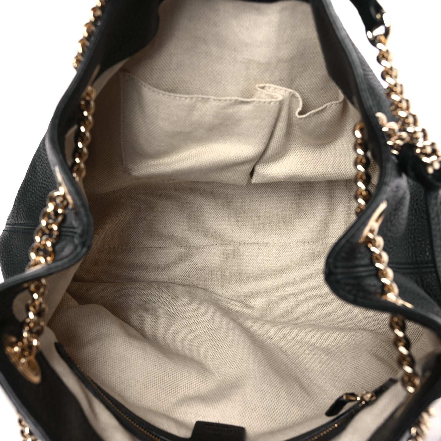 Gucci Pebbled Calfskin Medium Soho Chain Shoulder Bag Black 5 of 10
