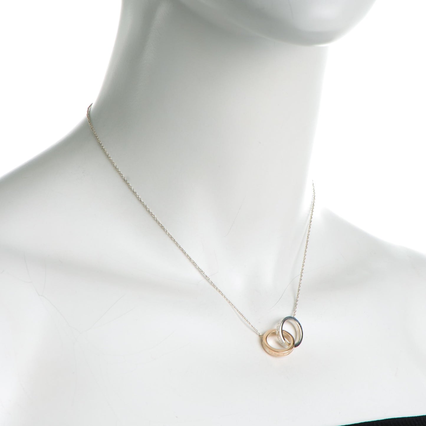 Sterling Silver 18K Rose Gold 1837 Interlocking Circles Pendant Necklace